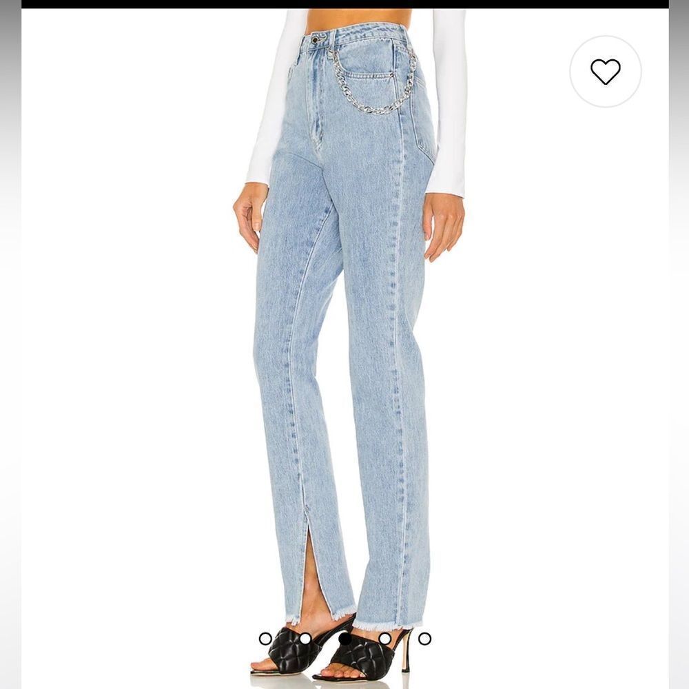 NEW WITH TAG WOMEN’S SIZE 30 STRETCH WEWOREWHAT SLIT HEM JEAN IN LIGHT VINTAGE - Picture 3 of 10